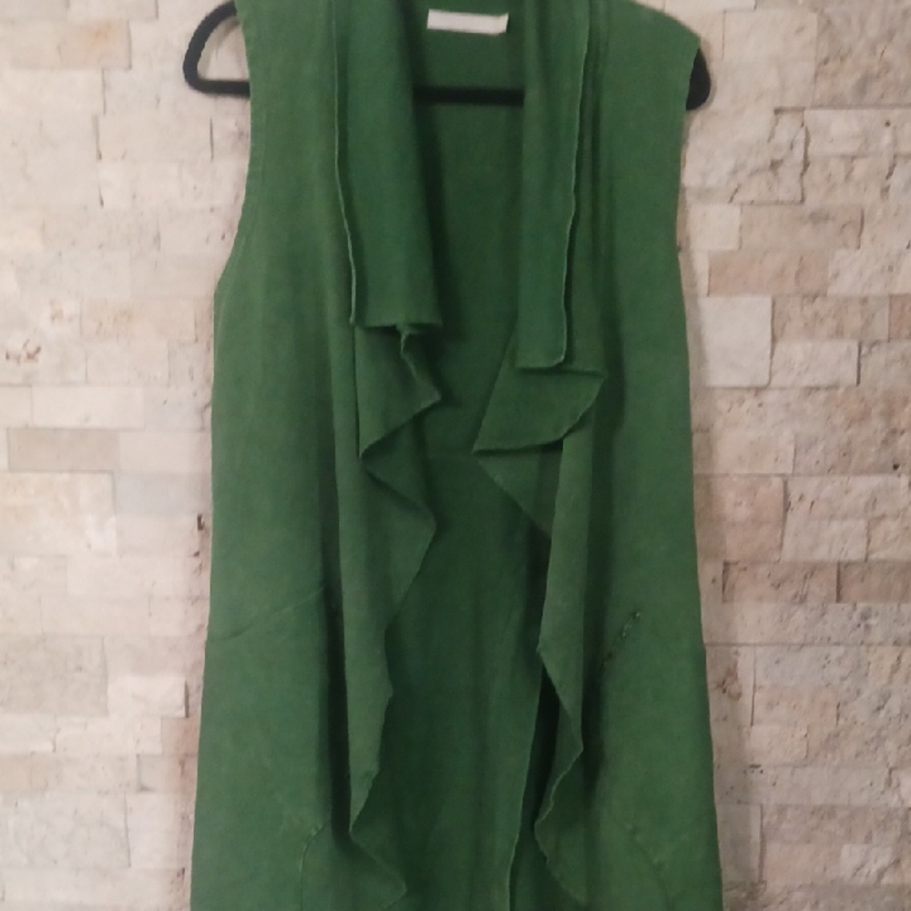Testimony Women's Green Sleeveless Waterfall Vest Size L